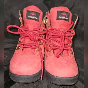Timberland Kids Red Lace-Up Suede Hiking Boots